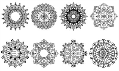 set of ornamental mandalas elements.
suitable for collection, decoration and coloring pages etc.