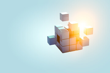 Glowing cubes. Innovation and creativity concept