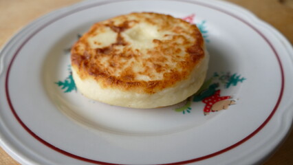 cheese cakes made with cottage cheese are on the plate