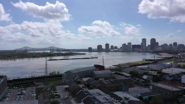 View of the Mississippi River from Marigny in New Orleans