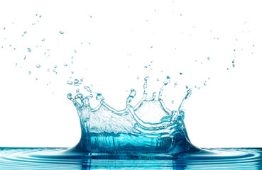 blue liquid splashing crown isolated on white background