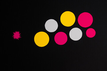 on a black background a lot of round shapes, chaos concept
