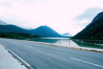 View of the Sylvensteinspeicher in Bavaria