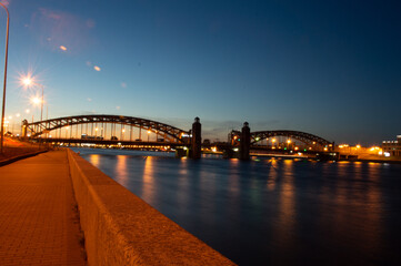 Fototapeta na wymiar the bridge in night city with lights 