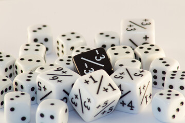 Group of dice on a white background