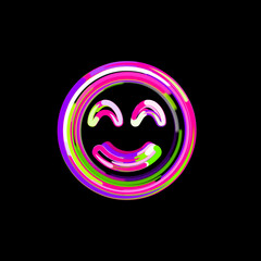 Symbol smile beam from multi-colored circles and stripes. UFO Green, Purple, Pink