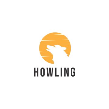 Howling wolf Logo Icon Premium Minimal emblem design template