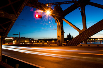 Fototapeta na wymiar the bridge in night city with lights 
