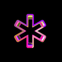 Fototapeta premium Symbol star of life from multi-colored circles and stripes. UFO Green, Purple, Pink