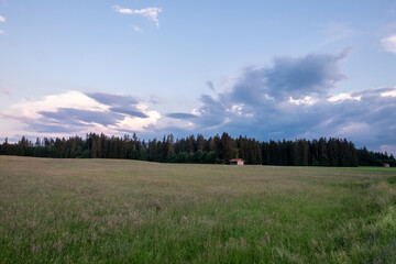 Cloud-covered meadow landscapes in Bavaria