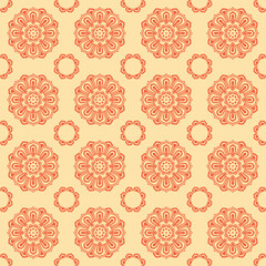 Retro vintage Chinese traditional pattern seamless background round cross kaleidoscope flower