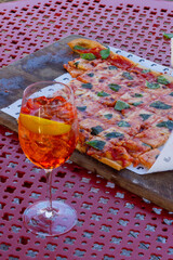 Aperol spritz and margherita pizza