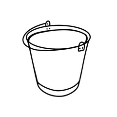  Bucket isolated on a white background. Vector illustration in the Doodle style. Bucket for home and garden work