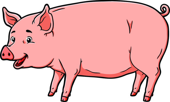 Vector Cartoon Happy Pig