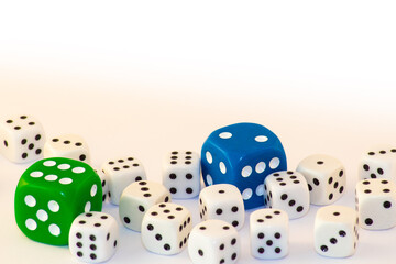 Group of dice on a white background