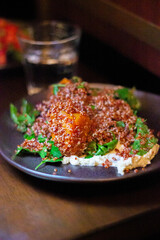 Pumpkin, hummus and spinach salad