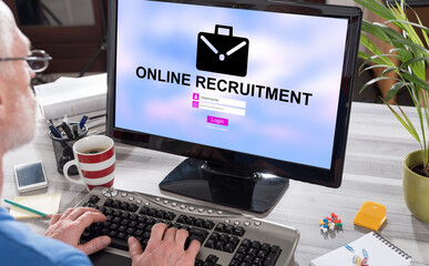 Online recruitment concept on a computer
