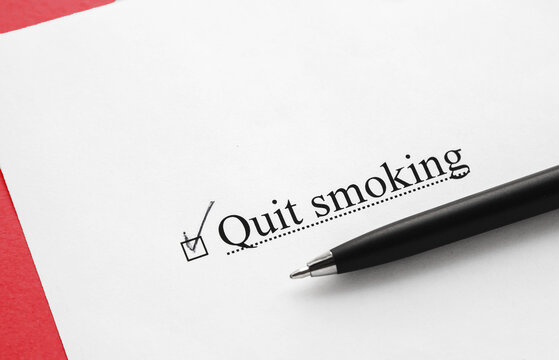 A Piece Of Paper With The Inscription Quit Smoking From To Do List With A Tick