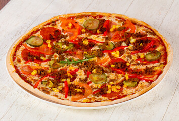 Pizza with minced meat