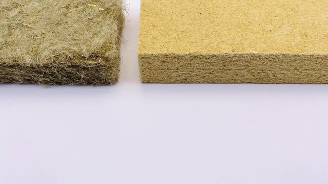 camera panning on wall insulation panel samples