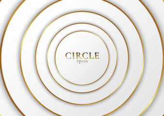 Abstract background elegant modern white circle shape design with golden line