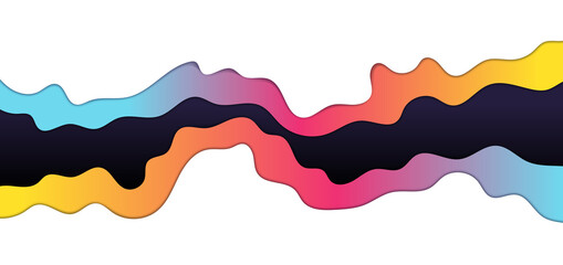 Obraz premium Abstract colorful wave layer on white background paper art style. 3d topography. Carving art