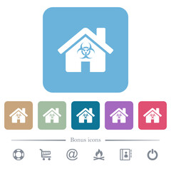 Home quarantine flat icons on color rounded square backgrounds