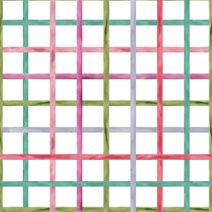 watercolor checked fabric pattern. monochrome check plaid seamless texture. 