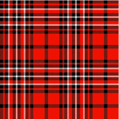 Plaid seamless pattern. Red, white, black stripes