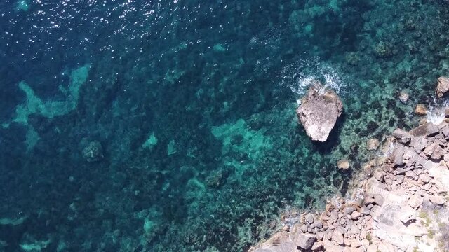Aerial view of the rocky coast of the island of Mallorca