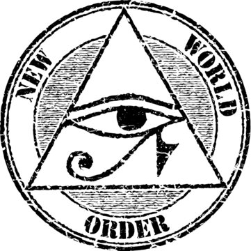Grunge stamp 'New world order' with a Horus eye