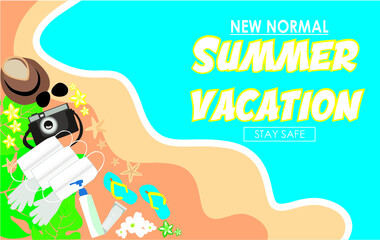 New tourism trend after the Covid-19 pandemic. Summer vacation and business travel concept. New Normal Summer vacation background