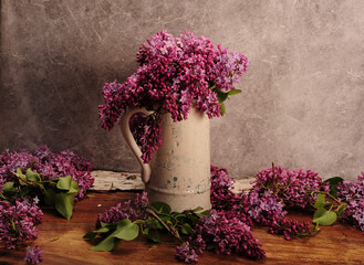 Old Pitcher with Lilacs