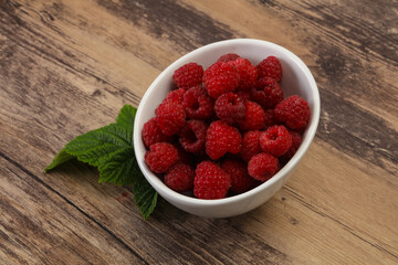 Red bright ripe sweet raspberry