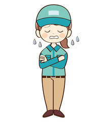 女性、配達員、困惑