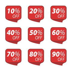 Discount set tag, label, sign, icon. Vector illustration