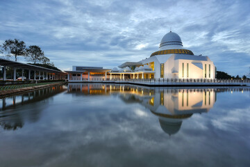 Reflection of An Nur mosque, Seri Iskandar Perak at sunset