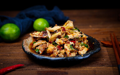 spicy shredded chicken meat
