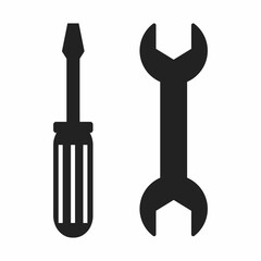 repair shop icon, screwdriver and wrench.