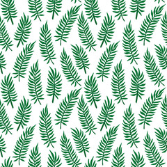 Tropic palm leaf pattern. Tropical jungle palm tree leaves seamless pattern. Vector illustration.