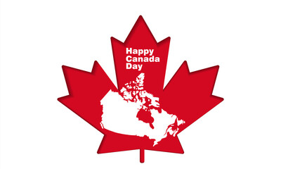Happy Canada Day background with red maple leaf. vector illustration. paper art style