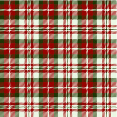 Plaid (tartan) seamless pattern. Red, green and white stripes. Scottish, lumberjack and hipster fashion style.