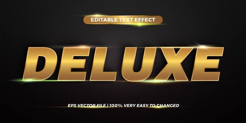 Text effect in 3d Deluxe words text effect theme editable metal gold color concept with black background