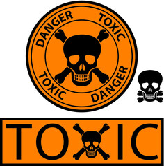 ''Toxic-danger''  labels with skull and bones.