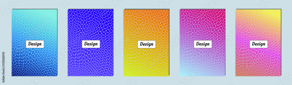 Poster set of modern abstract backgrounds with gradient linear waves. simply geometric template for design