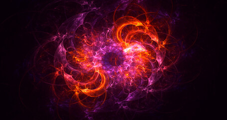 3D rendering abstract multicolor fractal light background