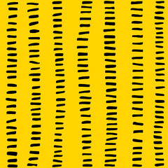 Seamless pattern. Black lines on yellow background. Hand drawn vector illustration. Texture for print, textile, packaging, wallpaper.