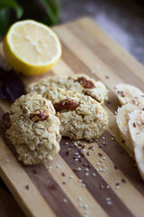 Oatmeal, cottage cheese and raisin cookies.