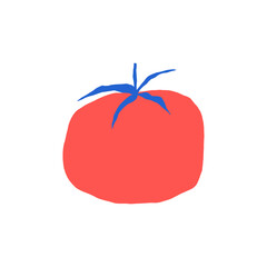 Flat tomato shape in naive style. Simple tomato spot illustration. Tomato logo