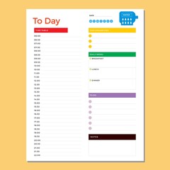 vector notepad page, today planner page